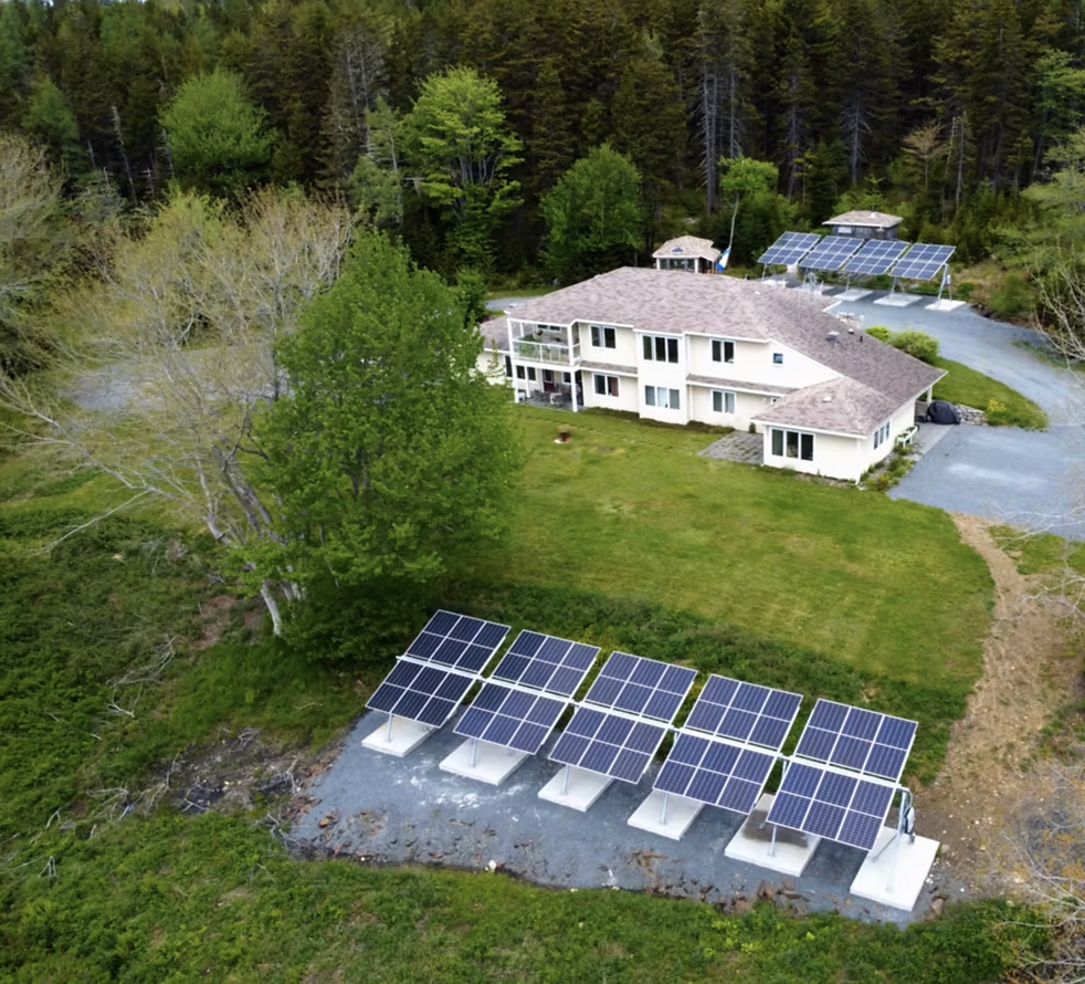 Bridgewater area dual-array solar installation near the LaHave River in Lunenburg County